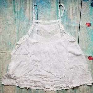 en crème white sleeveless top size M